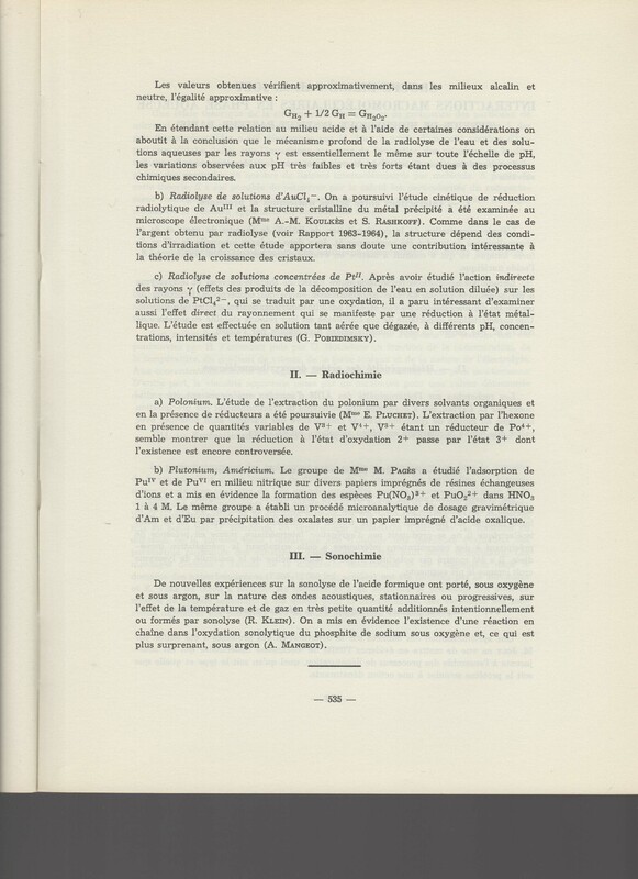 Rapport CNRS 1964-1965 Rapport CNRS 1964-1965