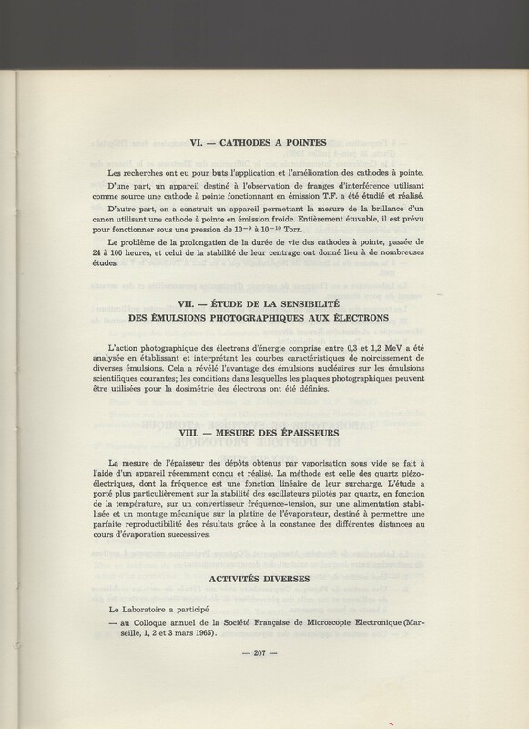 Rapport CNRS 1964-1965 Rapport CNRS 1964-1965