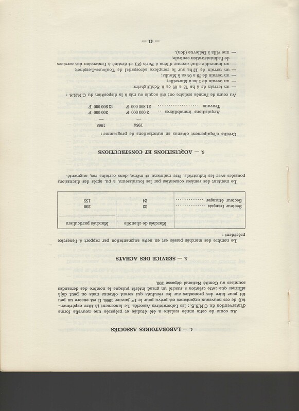 Rapport CNRS 1964-1965 Rapport CNRS 1964-1965