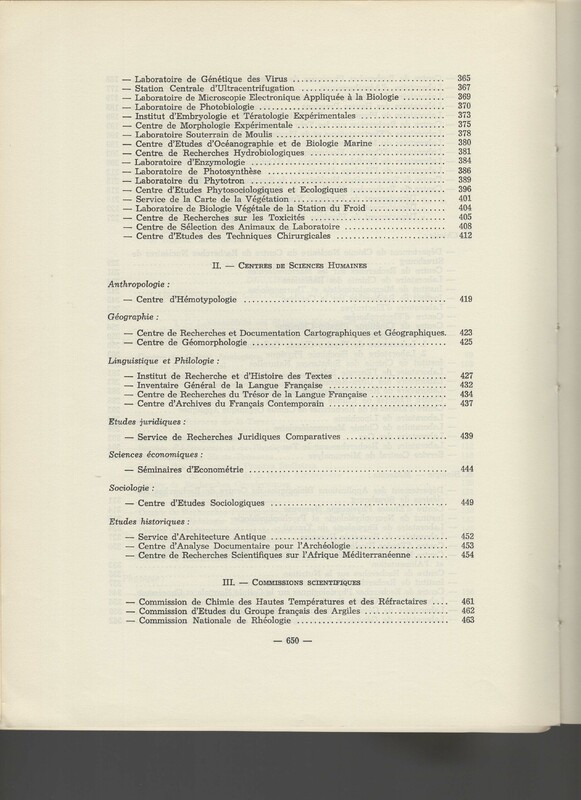 Rapport CNRS 1964-1965 Rapport CNRS 1964-1965
