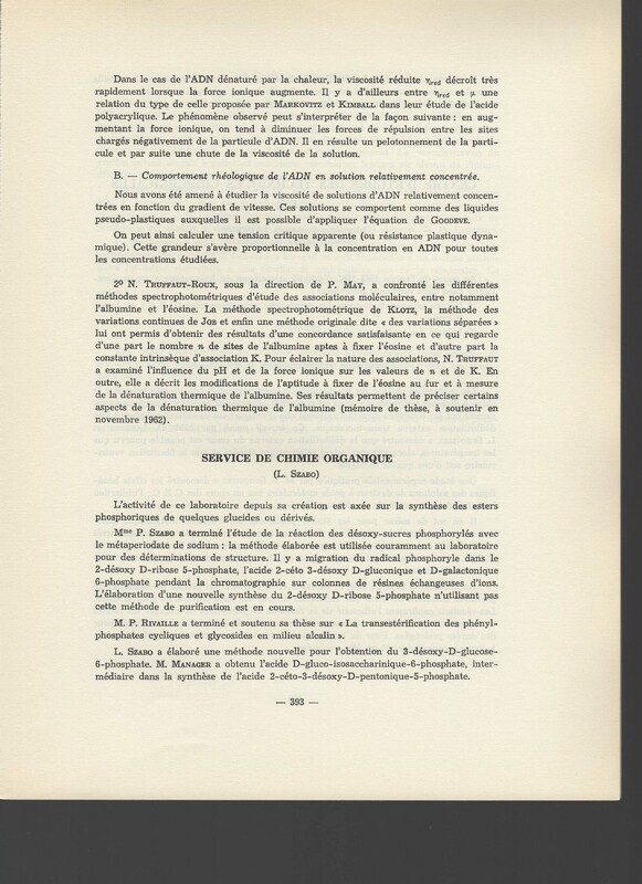 Rapport CNRS 1961-1962