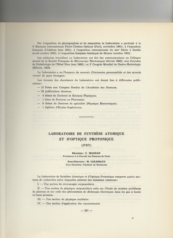 Rapport CNRS 1961-1962
