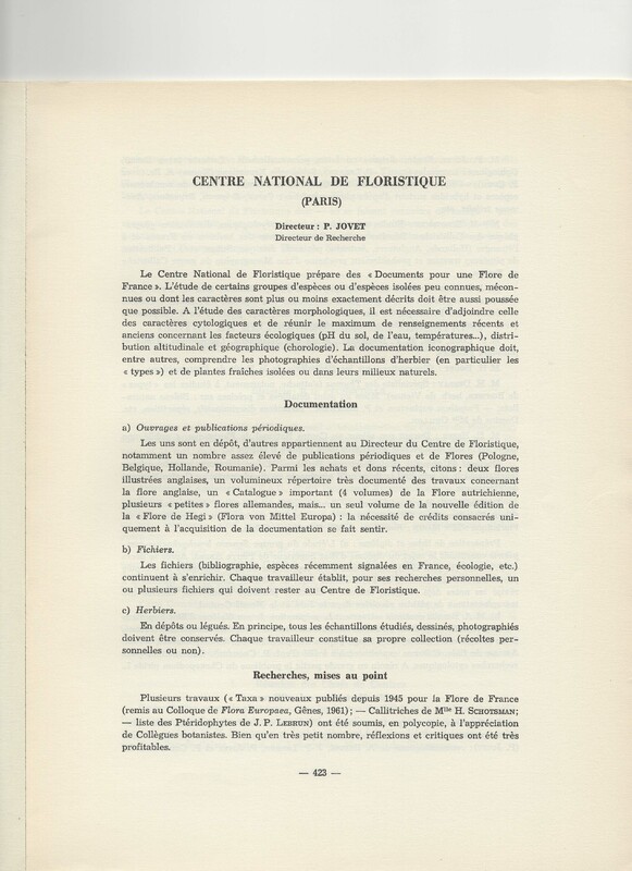 Rapport CNRS 1961-1962