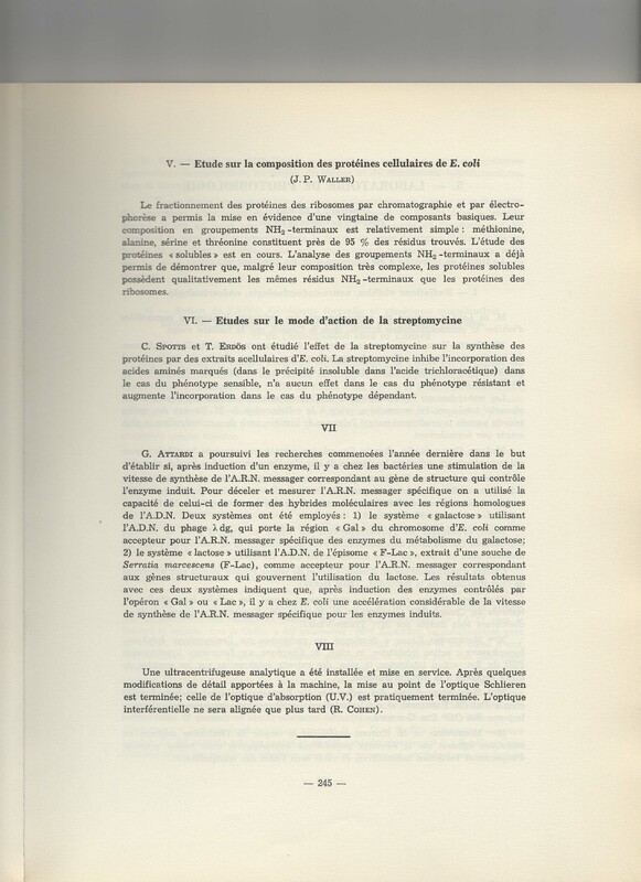 Rapport CNRS 1961-1962