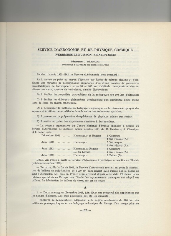 Rapport CNRS 1961-1962