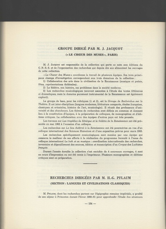 Rapport CNRS 1961-1962