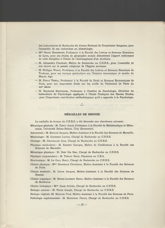 Rapport CNRS 1964-1965
