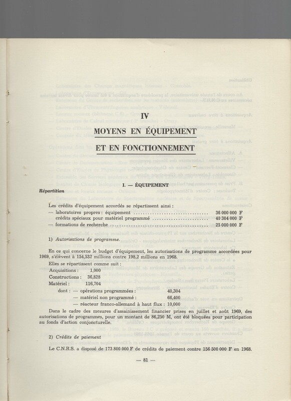Rapport CNRS 1969 Rapport CNRS 1969