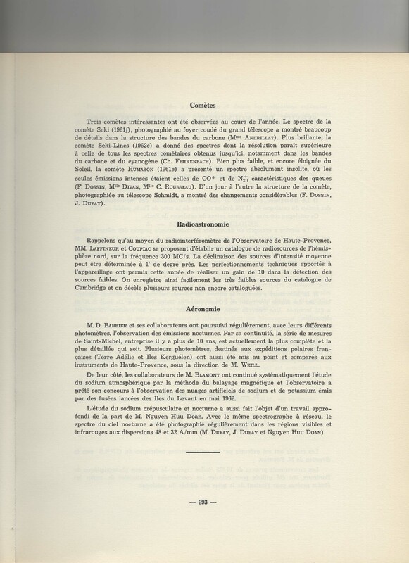 Rapport CNRS 1961-1962
