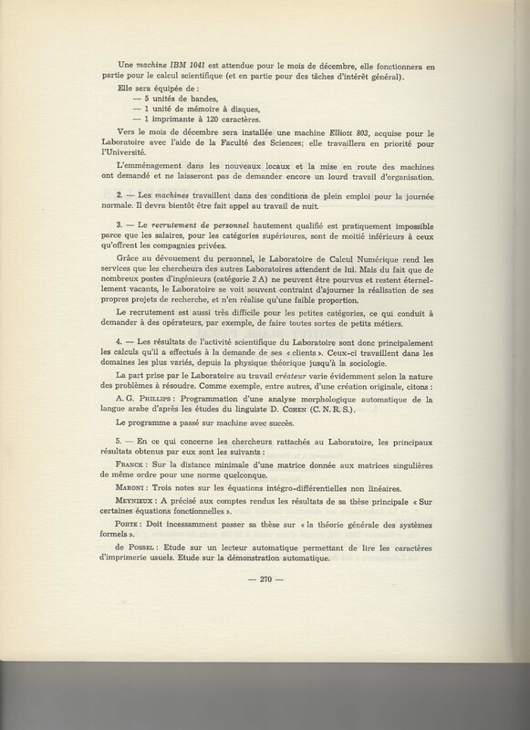 Rapport CNRS 1961-1962