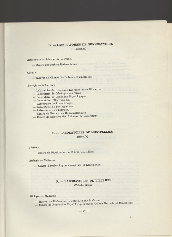 Rapport CNRS 1964-1965 Rapport CNRS 1964-1965
