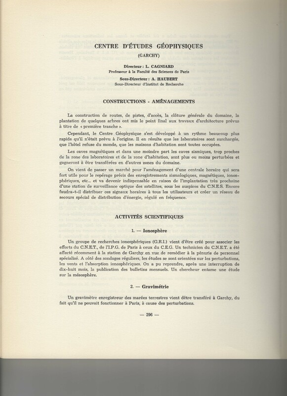 Rapport CNRS 1961-1962