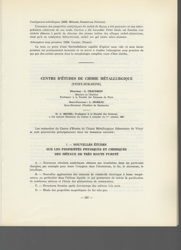 Rapport CNRS 1961-1962