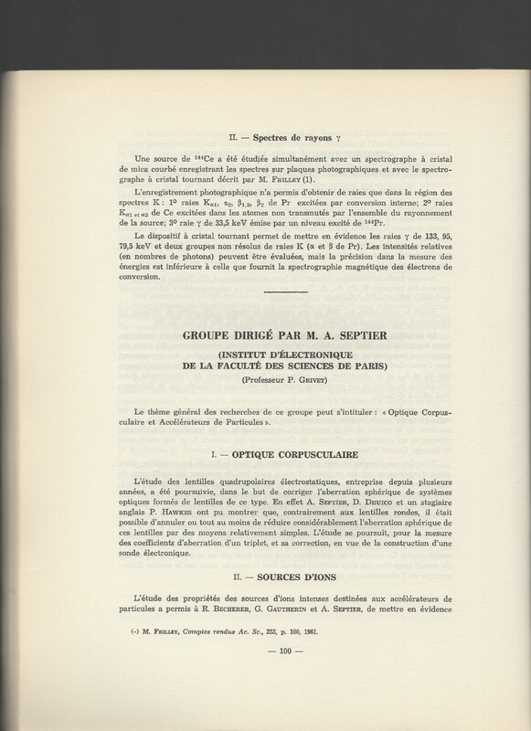Rapport CNRS 1961-1962
