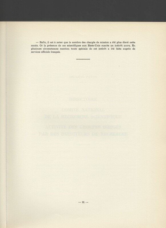 Rapport CNRS 1961-1962
