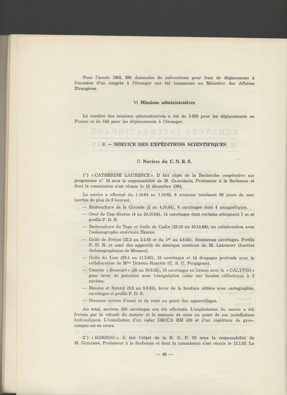 Rapport CNRS 1964-1965 Rapport CNRS 1964-1965