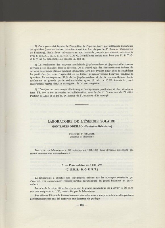 Rapport CNRS 1964-1965 Rapport CNRS 1964-1965