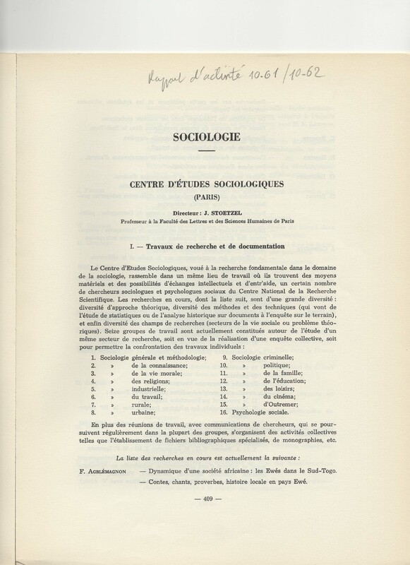 Rapport CNRS 1961-1962