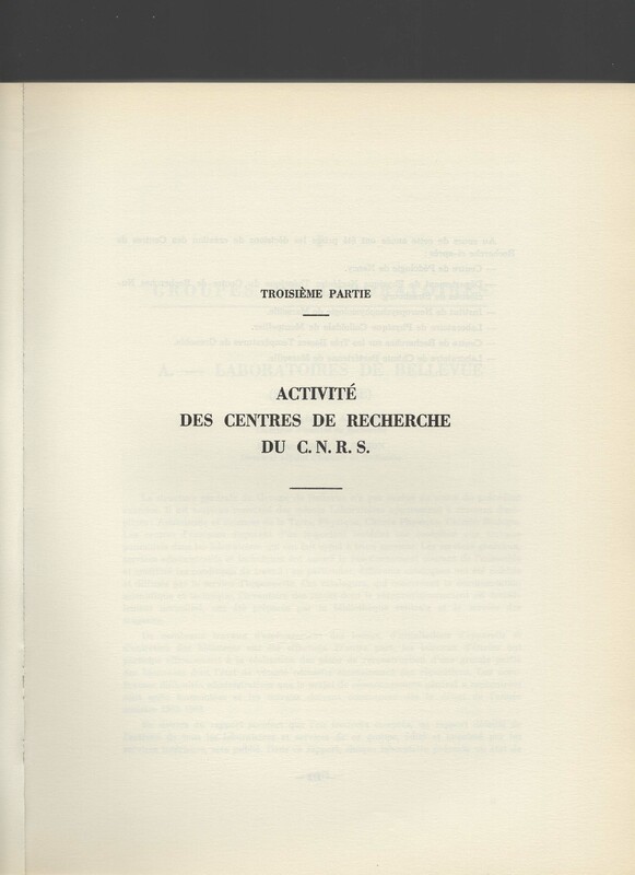 Rapport CNRS 1961-1962