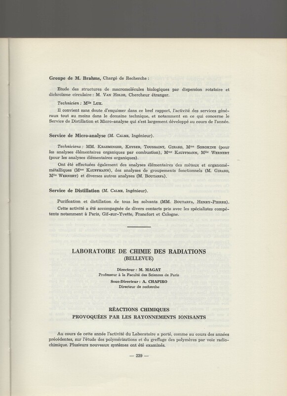 Rapport CNRS 1964-1965 Rapport CNRS 1964-1965