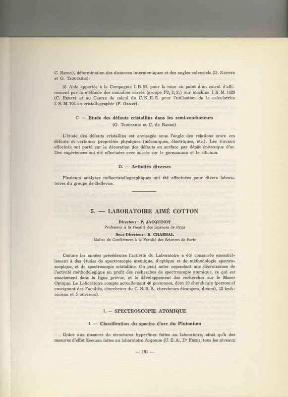 Rapport CNRS 1961-1962