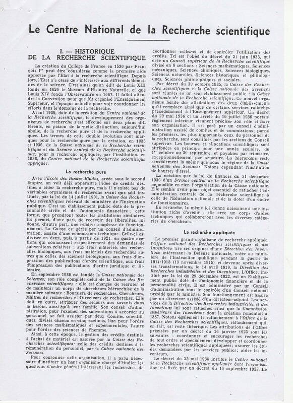 Rapport CNRS 1944-1946