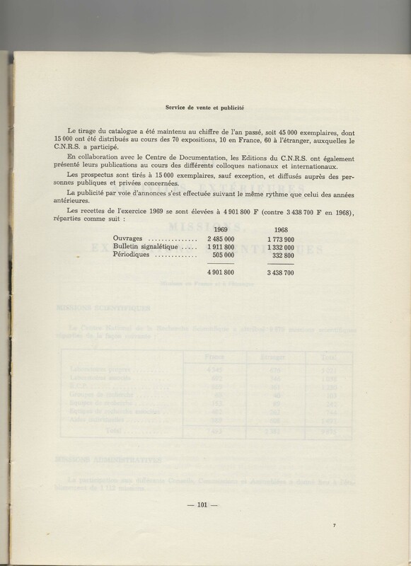 Rapport CNRS 1969 Rapport CNRS 1969