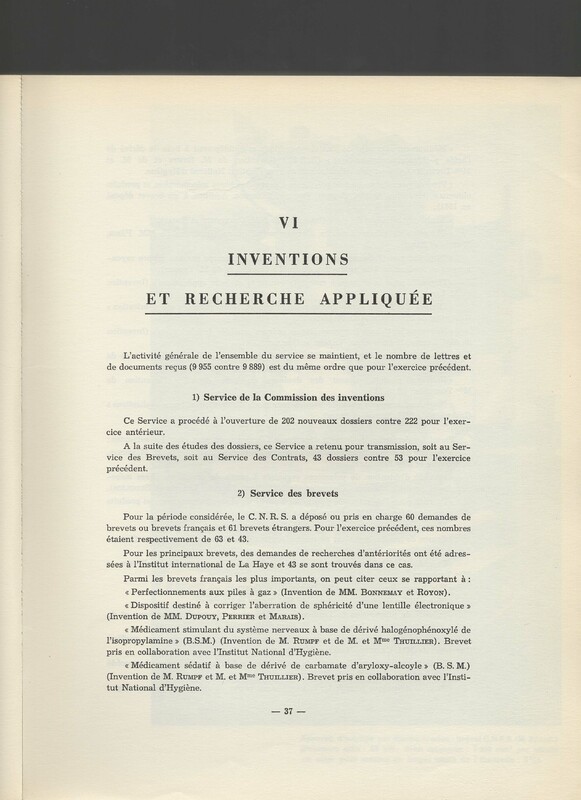 Rapport CNRS 1961-1962