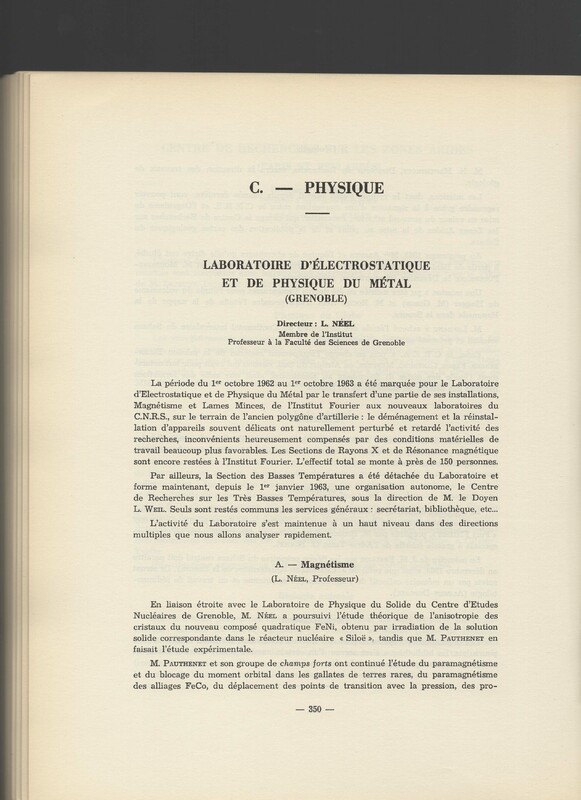 Rapport CNRS 1962-1963