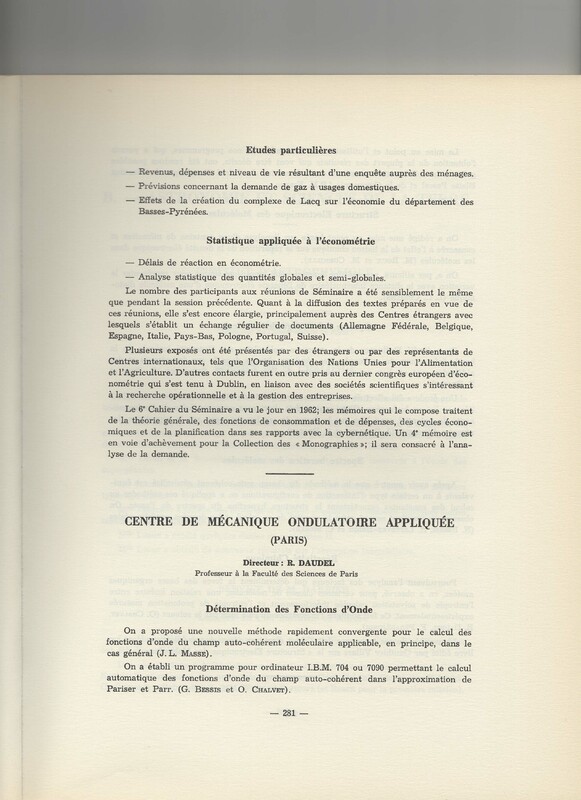 Rapport CNRS 1961-1962