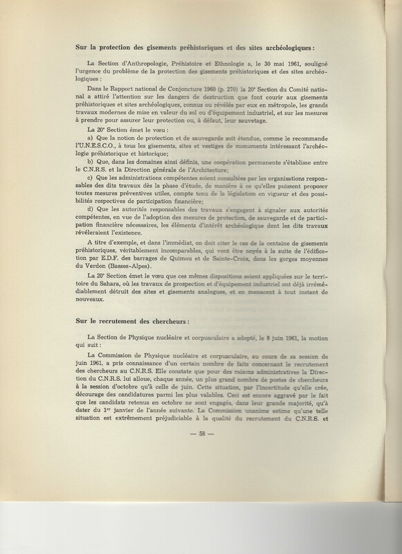 Rapport CNRS 1960-1961 Rapport CNRS 1960-1961