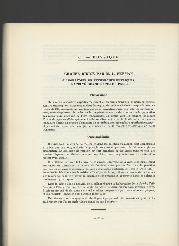 Rapport CNRS 1961-1962