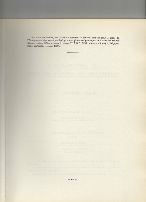 Rapport CNRS 1961-1962