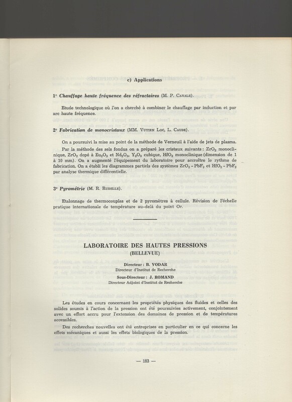 Rapport CNRS 1964-1965 Rapport CNRS 1964-1965