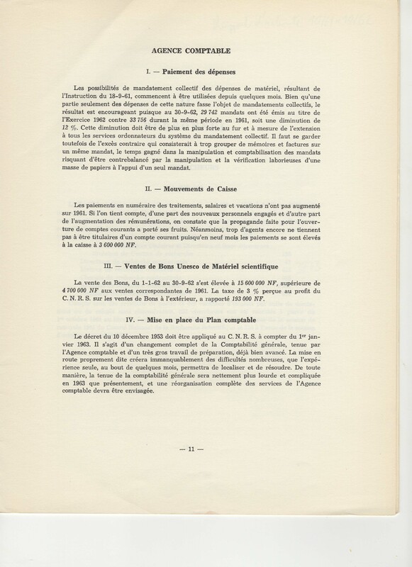 Rapport CNRS 1961-1962