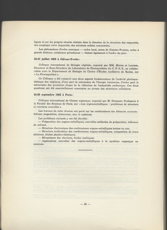 Rapport CNRS 1961-1962