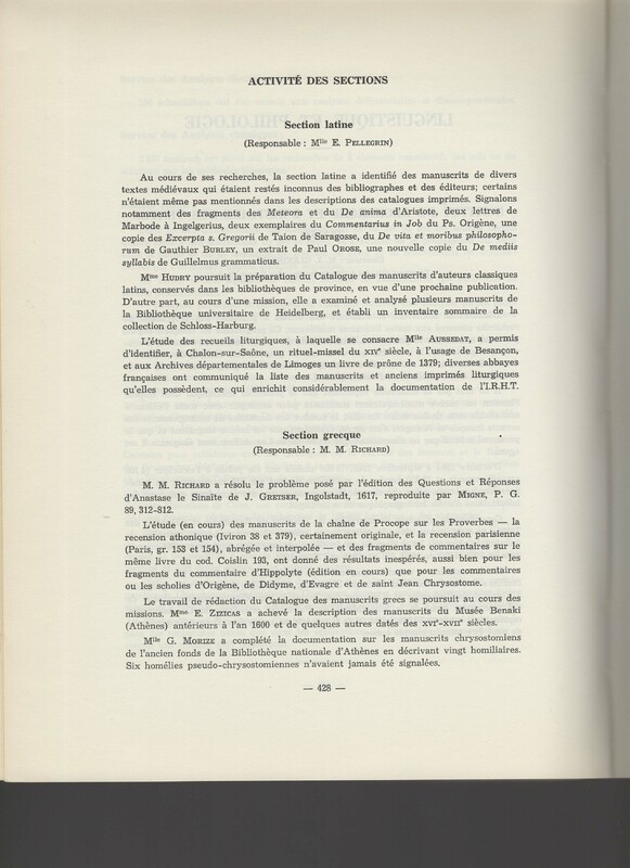 Rapport CNRS 1964-1965 Rapport CNRS 1964-1965
