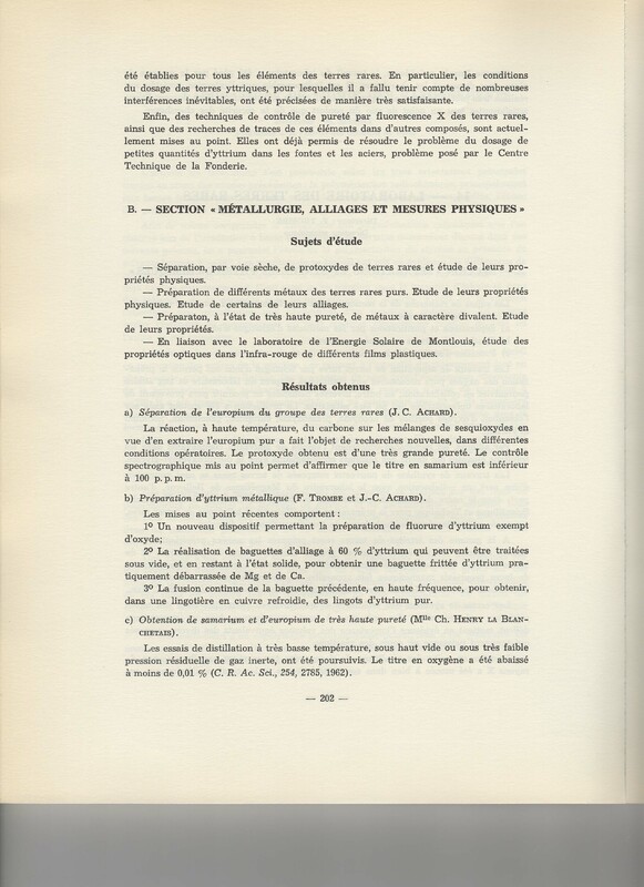 Rapport CNRS 1961-1962