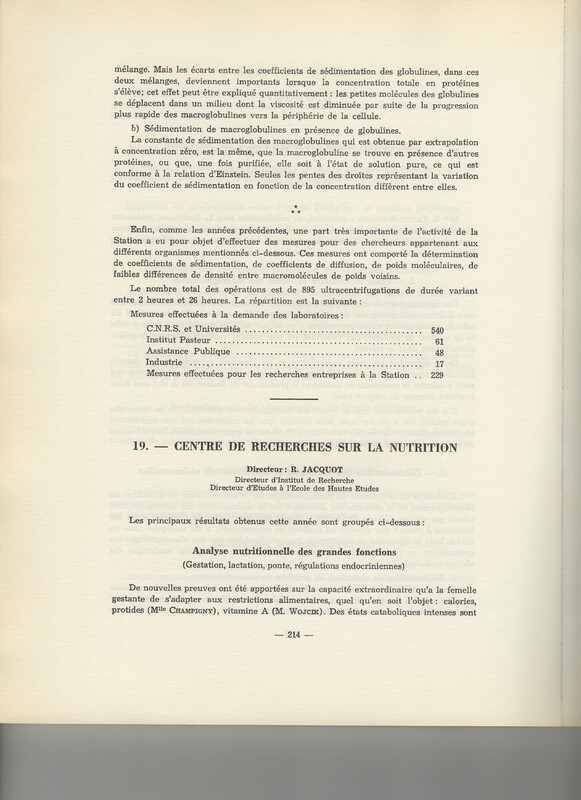 Rapport CNRS 1961-1962