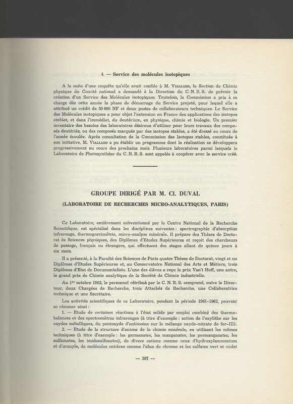 Rapport CNRS 1961-1962