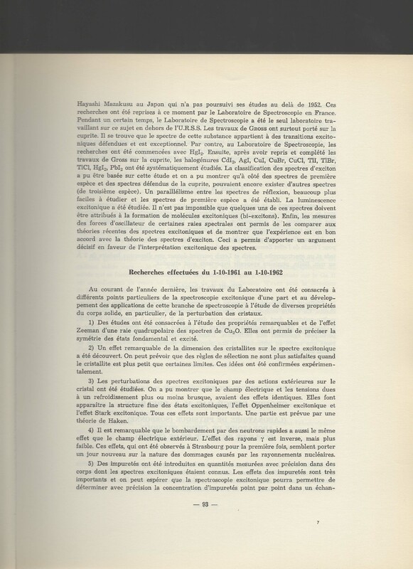 Rapport CNRS 1961-1962