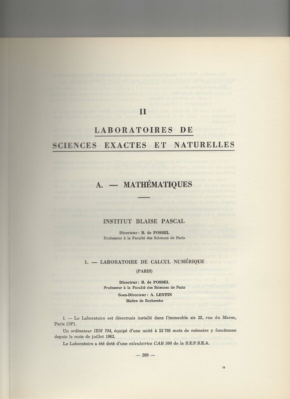 Rapport CNRS 1961-1962
