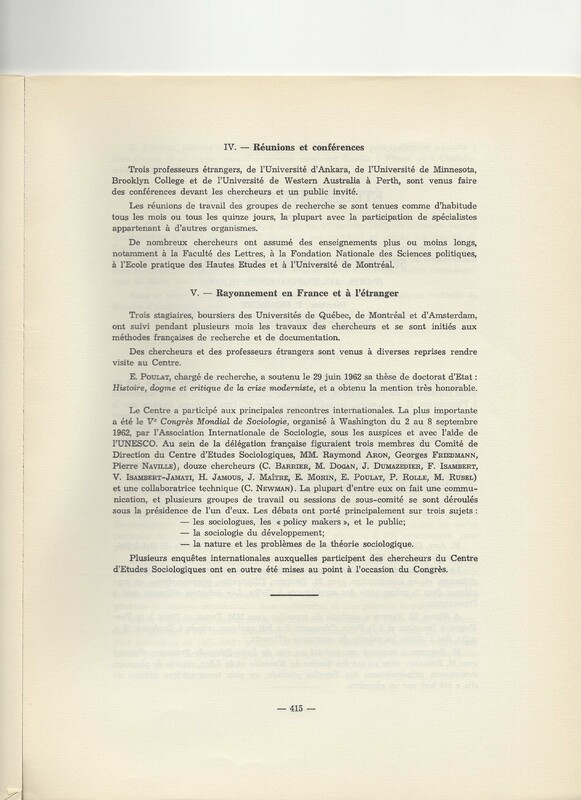 Rapport CNRS 1961-1962