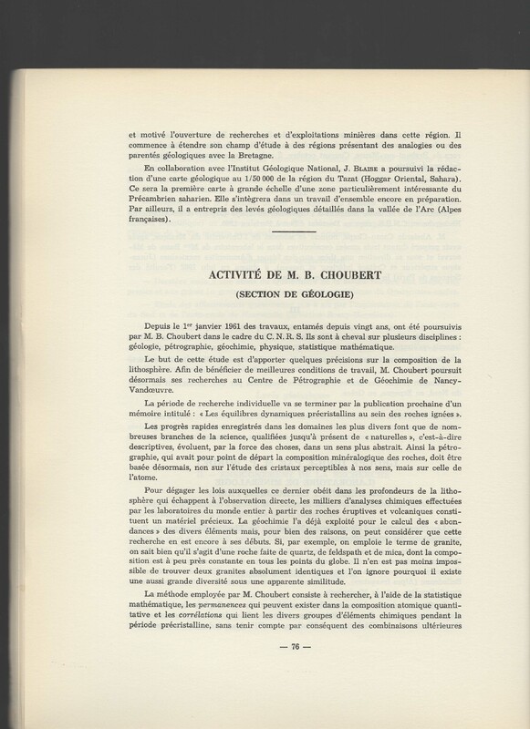 Rapport CNRS 1961-1962