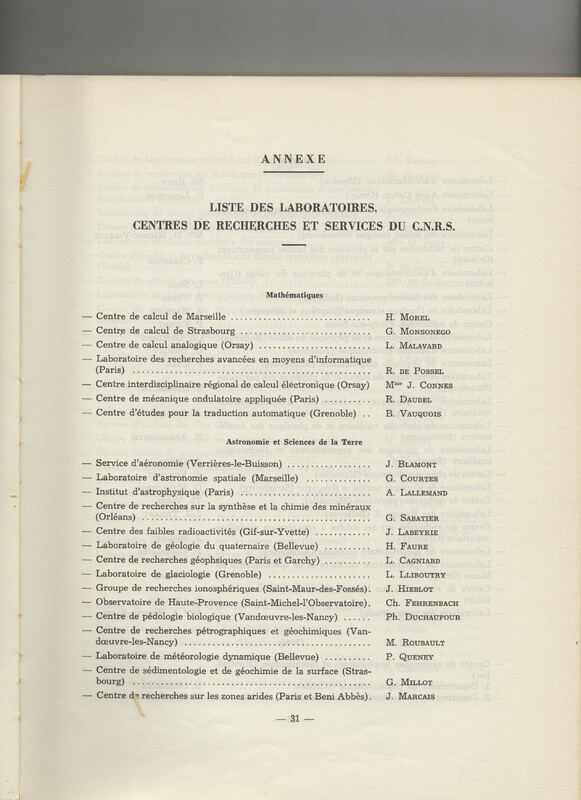 Rapport CNRS 1969 Rapport CNRS 1969