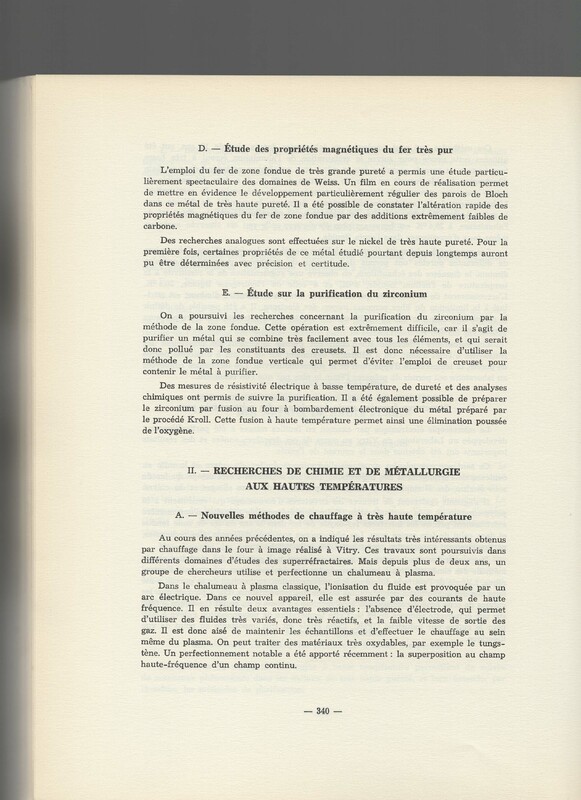 Rapport CNRS 1961-1962