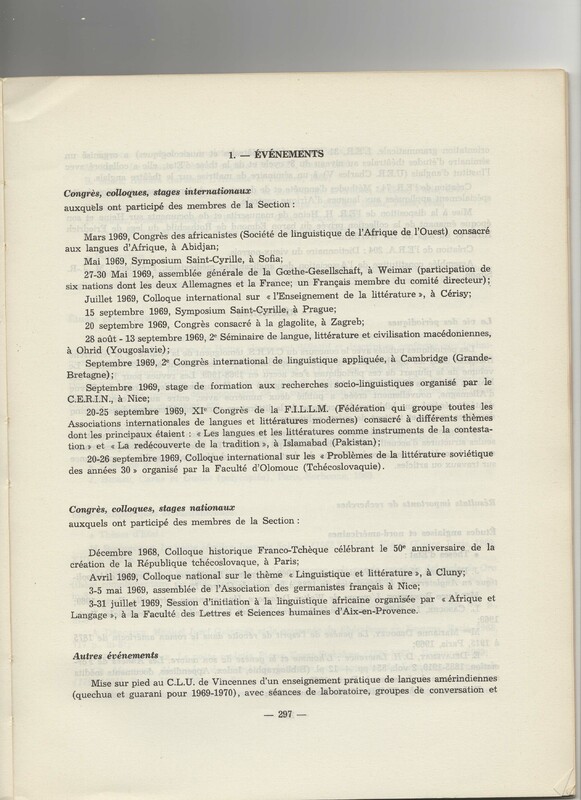 Rapport CNRS 1969