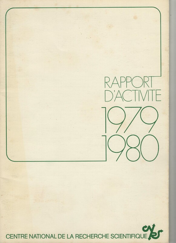 Rapport CNRS 1979-1980 Rapport CNRS 1979-1980