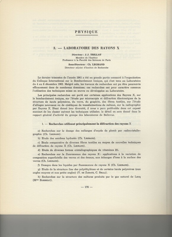 Rapport CNRS 1961-1962