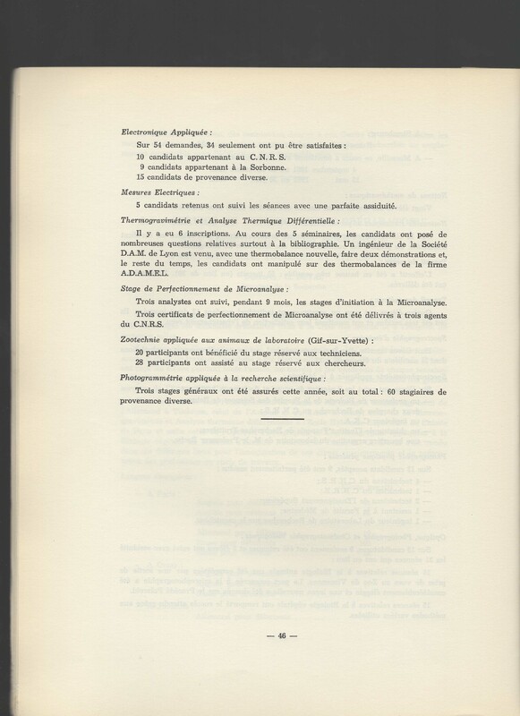 Rapport CNRS 1961-1962